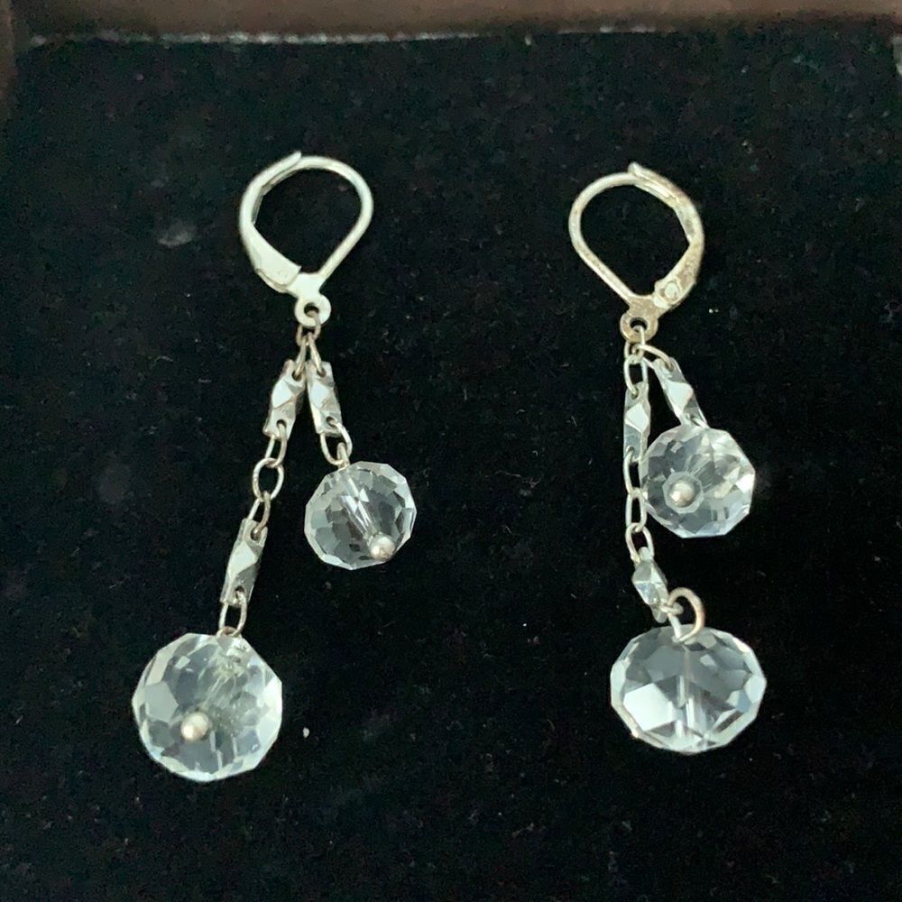 Crystal lever back dangle earrings